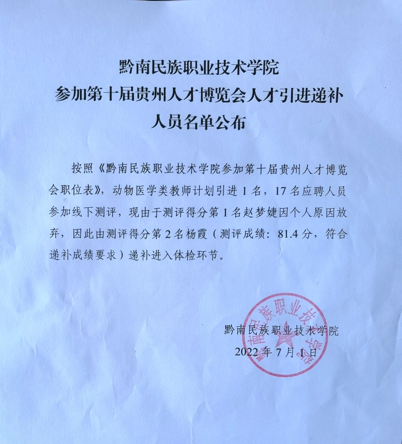 437ccm必赢国际参加第十届贵州人才博览会人才引进递补人员名单公布